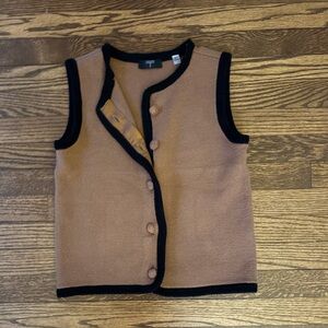 Tahari Brown and Black V-Neck Sweater Vest